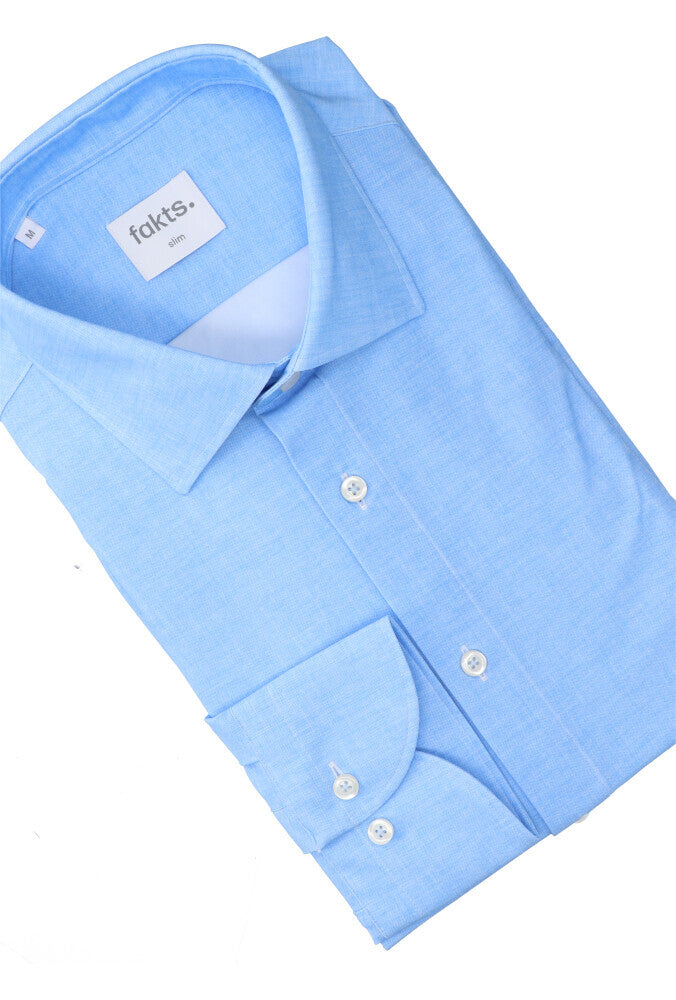 Chemise bleu clair (coupe ajustée) à manches longues Leisure Fakts