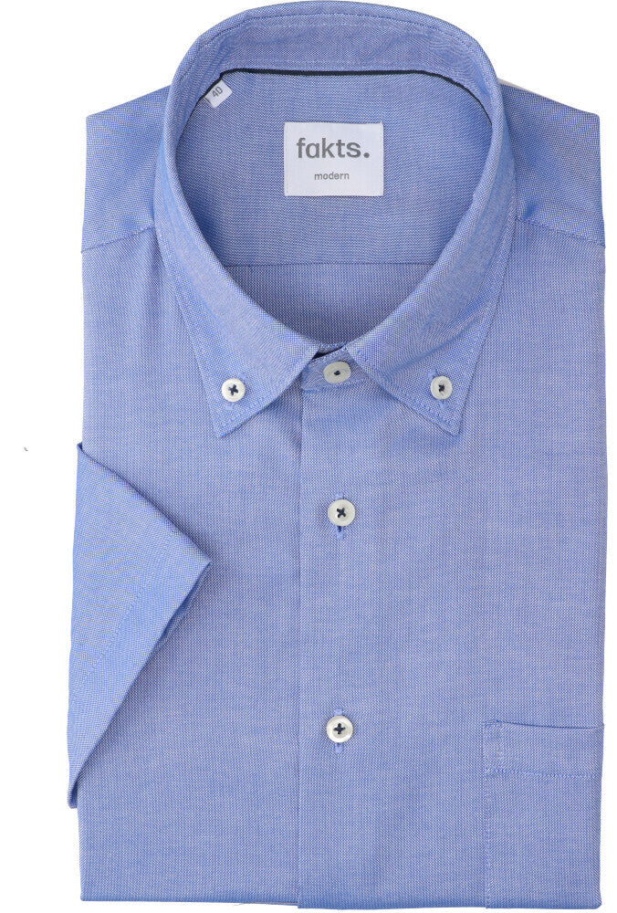 Chemise bleue en coton (coupe classique) à manches courtes Busy Fakts