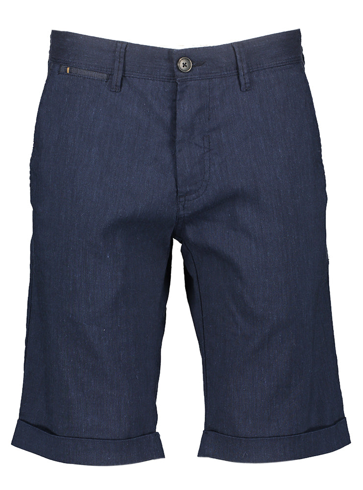 Donkerblauwe short met linnen Klint Zilton