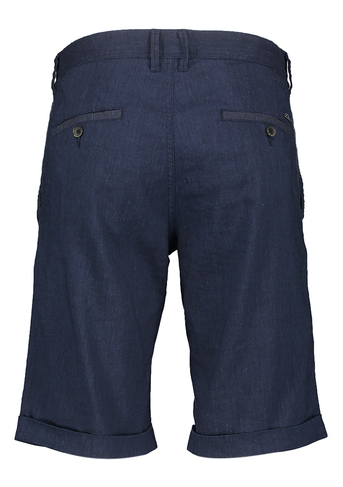 Donkerblauwe short met linnen Klint Zilton