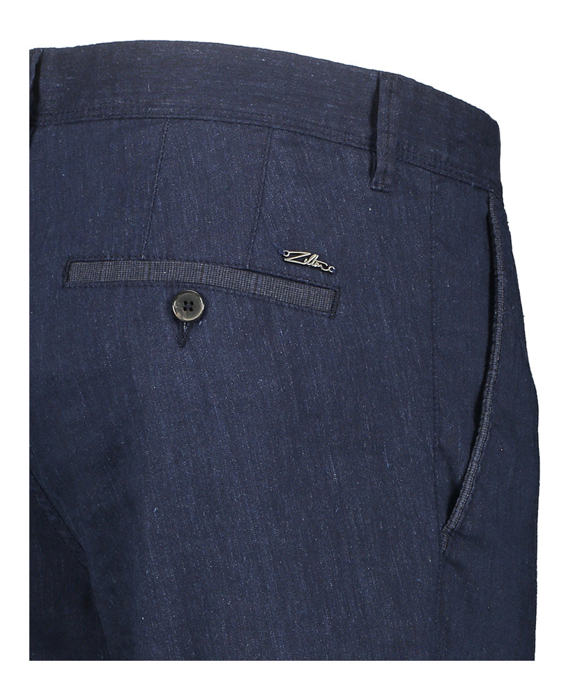 Donkerblauwe short met linnen Klint Zilton