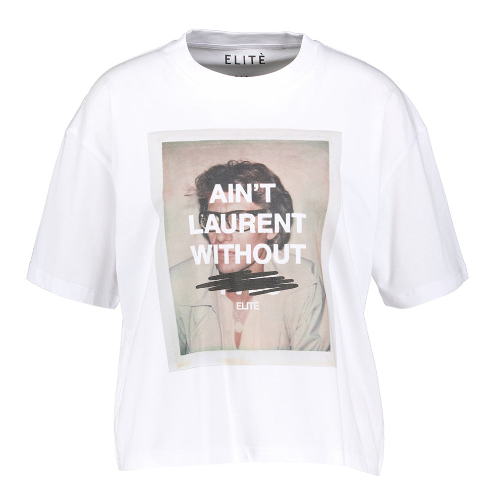 Witte T-shirt met opdruk Lau Elite