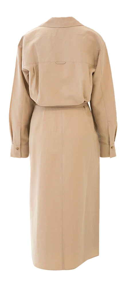 Robe longue beige à col en V Vince