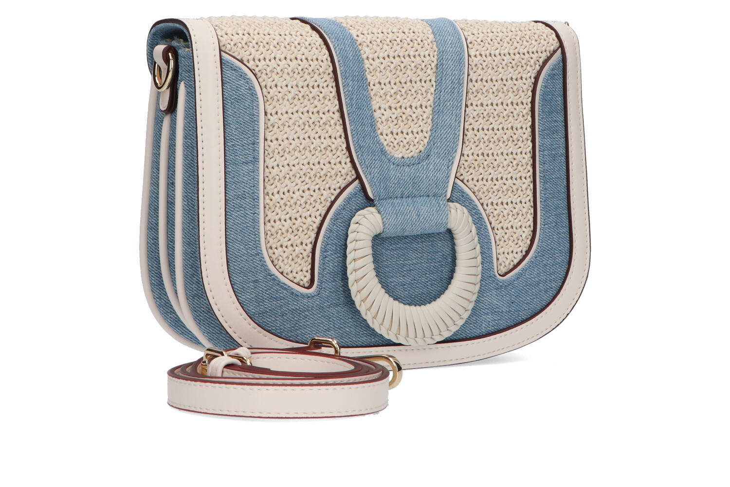 Sac à main beige/blanc cassé avec jean Laurent David