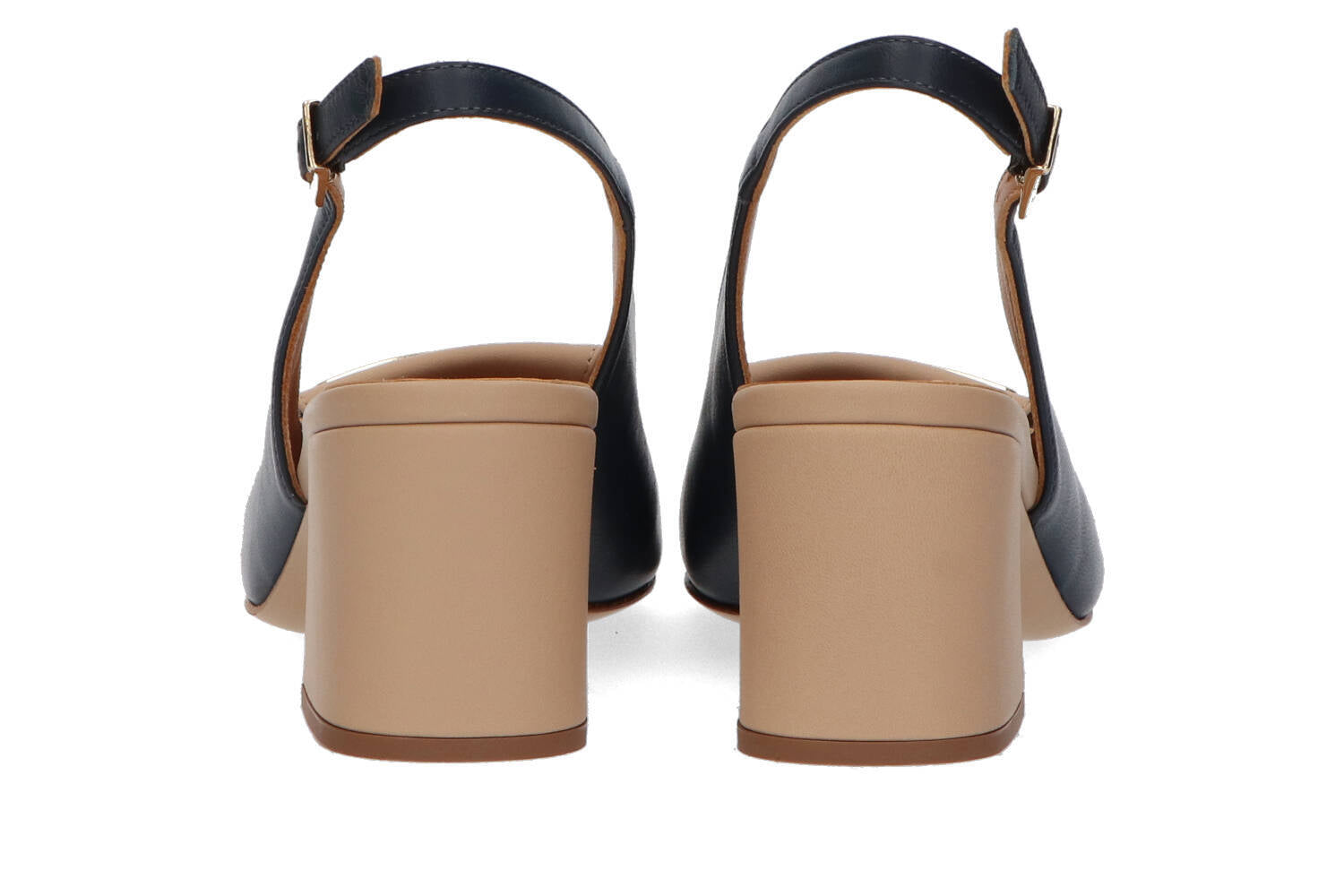 Sandales bleu beige à talon bloc Voltan