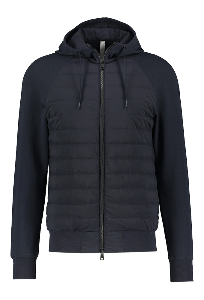 Doudoune bleu foncé à capuche et manches pull Strato Lissone Mirto Duno