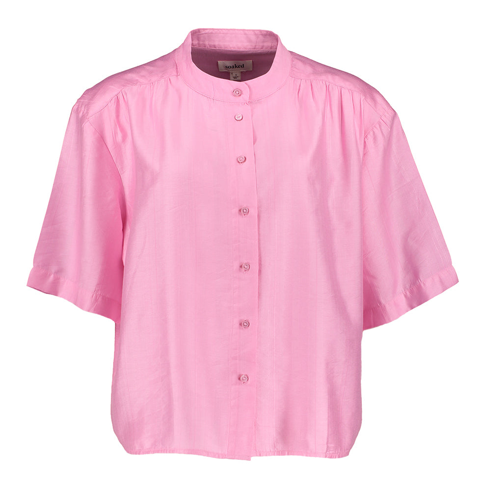Chemisier rose à manches courtes trempé
