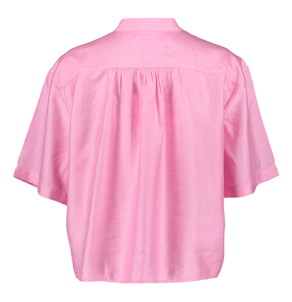 Chemisier rose à manches courtes trempé