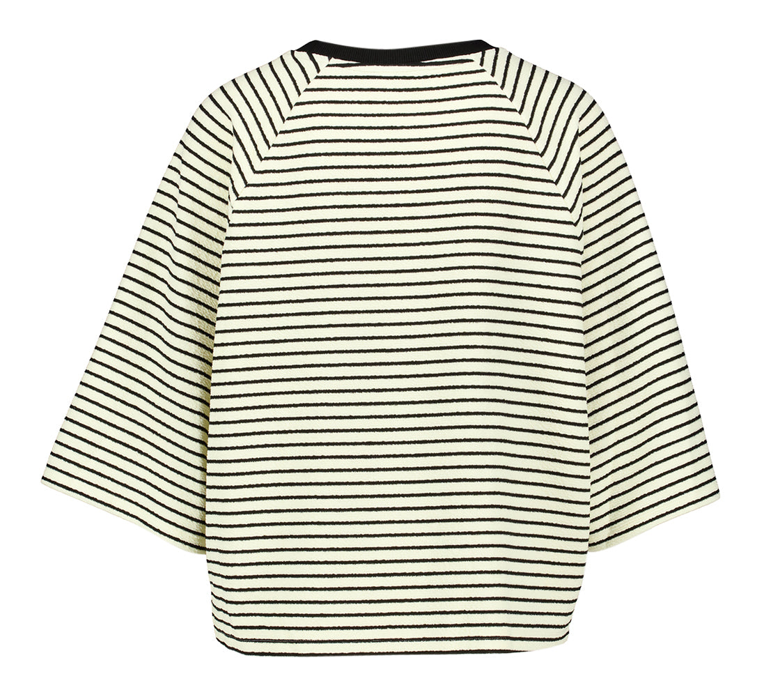 Pull rayé blanc et noir à manches trois-quarts Co'Couture