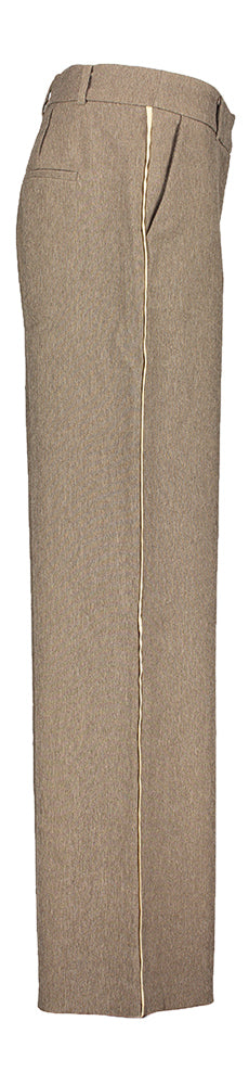 Donkerbeige broek met streep aan de zijkant Co'Couture