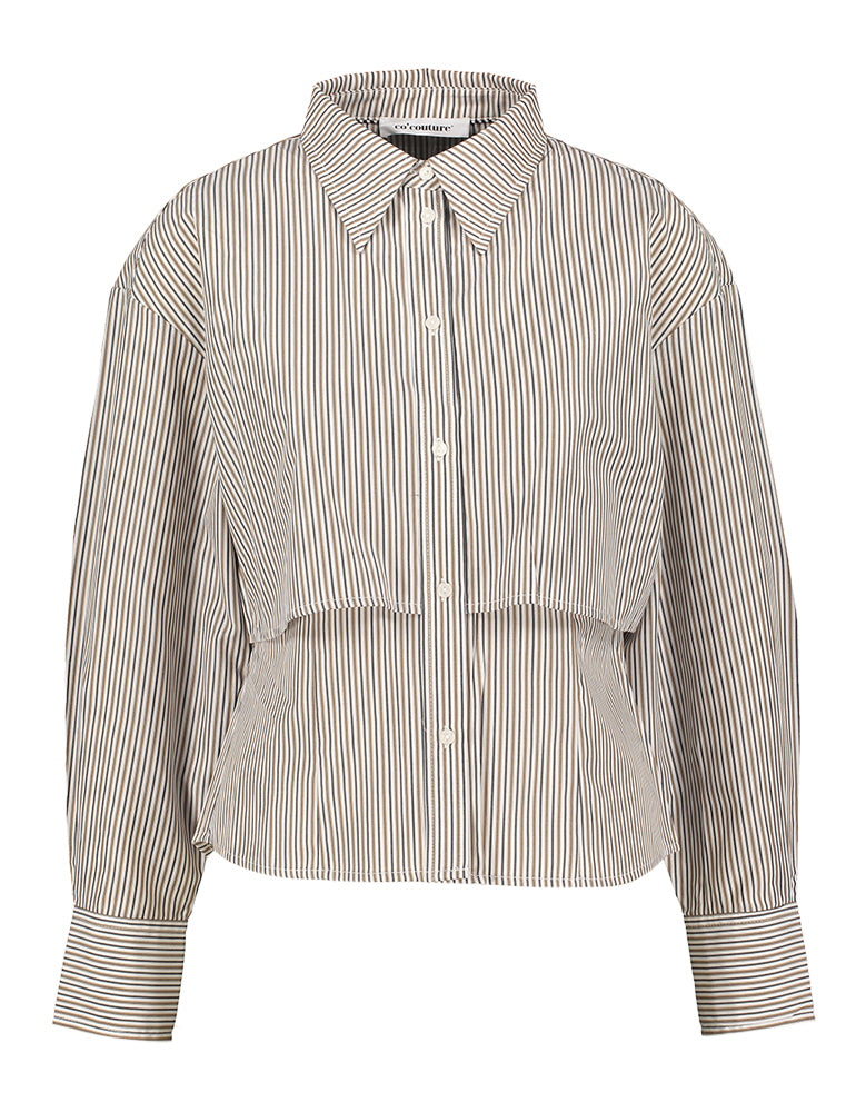 Bruin en wit gestreepte blouse Liney Co'Couture