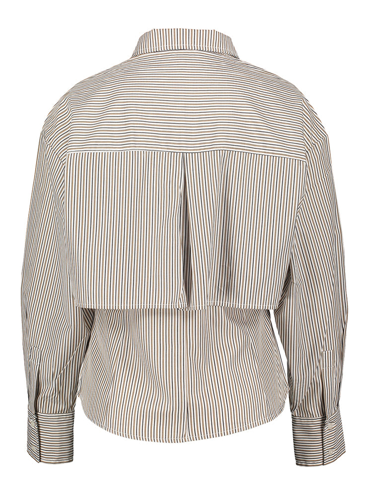 Chemisier rayé marron et blanc Liney Co'Couture