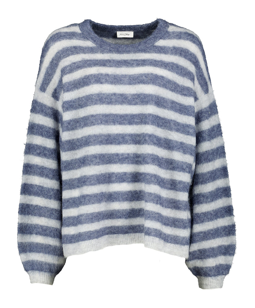 Pull rayé bleu en laine d'alpaga Nen American Vintage