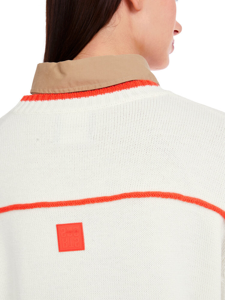 Pull en coton écru imprimé Marccain