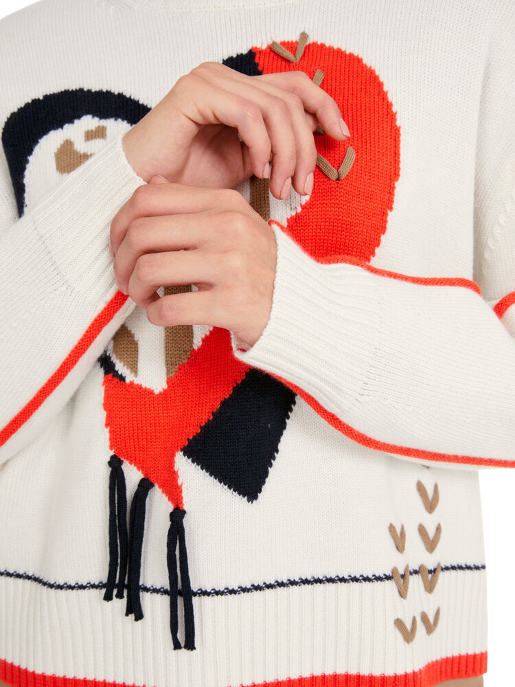 Ecru katoenen trui met print Marccain