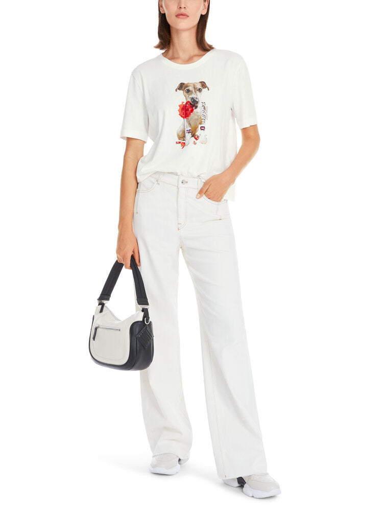 T-shirt blanc à imprimé chien Marccain