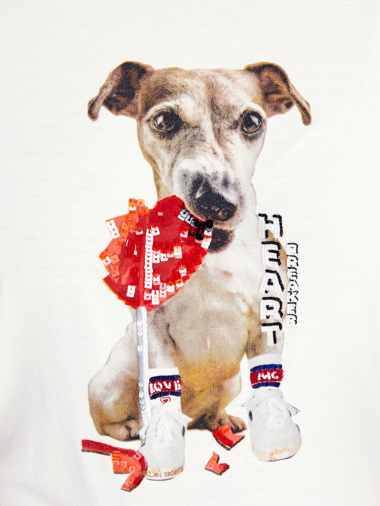 T-shirt blanc à imprimé chien Marccain