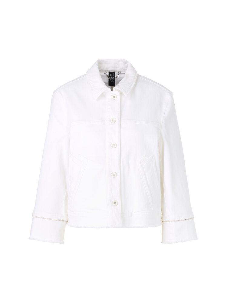 Veste en jean blanc à ourlet effiloché, collections Marc Cain