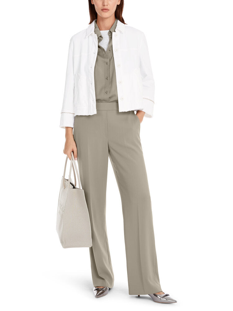 Veste en jean blanc à ourlet effiloché, collections Marc Cain