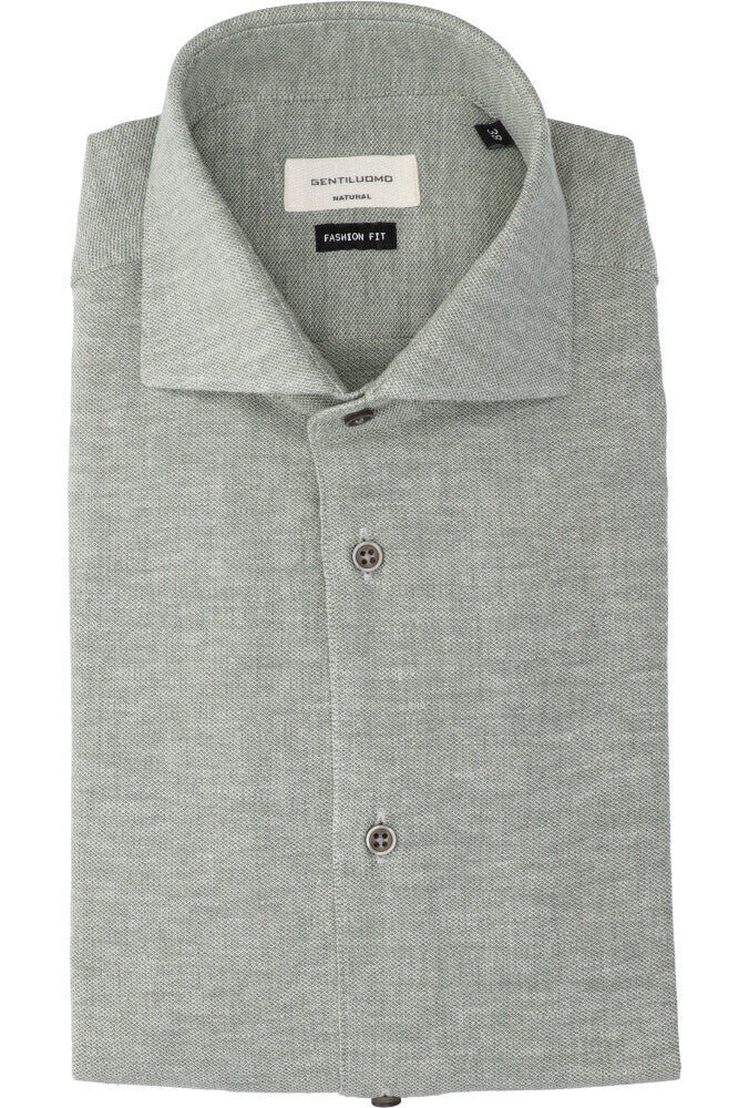 Chemise en lin vert menthe (coupe classique) à manches longues Gentiluomo