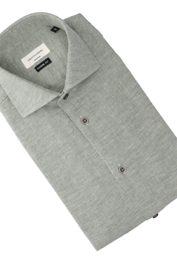 Chemise en lin vert menthe (coupe classique) à manches longues Gentiluomo