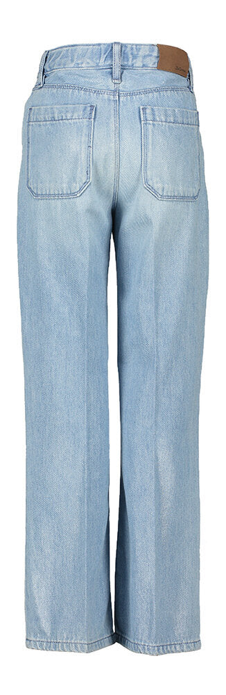 Blauwe straight jeans met glanzende coating girls Pepy Bellerose