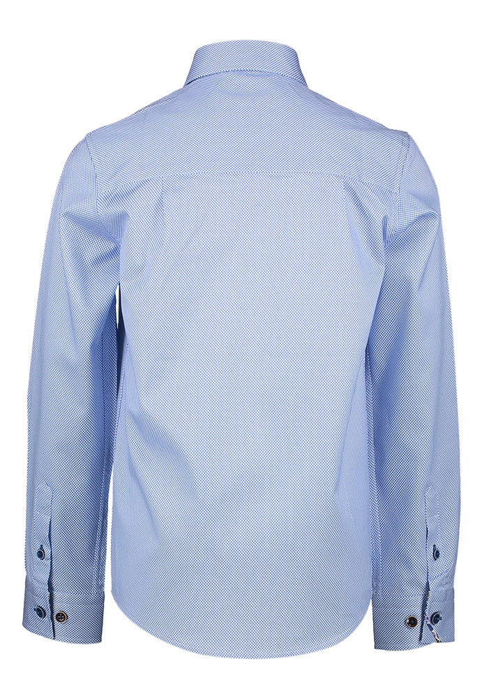 Blauw en wit katoenen hemd (slim fit) met lange mouwen Communie R2