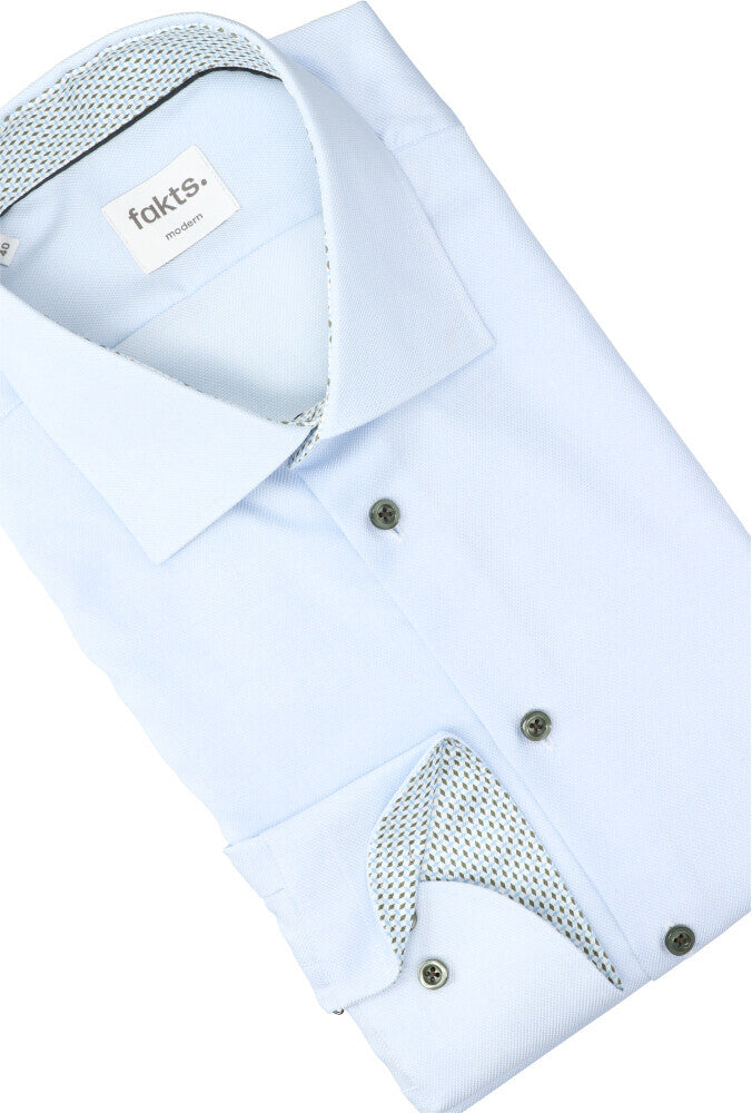Chemise en coton bleu clair (coupe classique) à manches longues Fakts