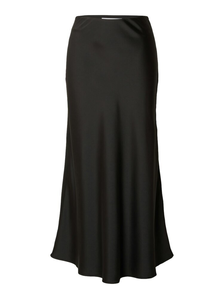 Jupe longue noire en tissu brillant Selected Femme