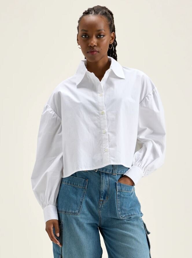 Chemise courte oversize en coton blanc Kinga Bellerose