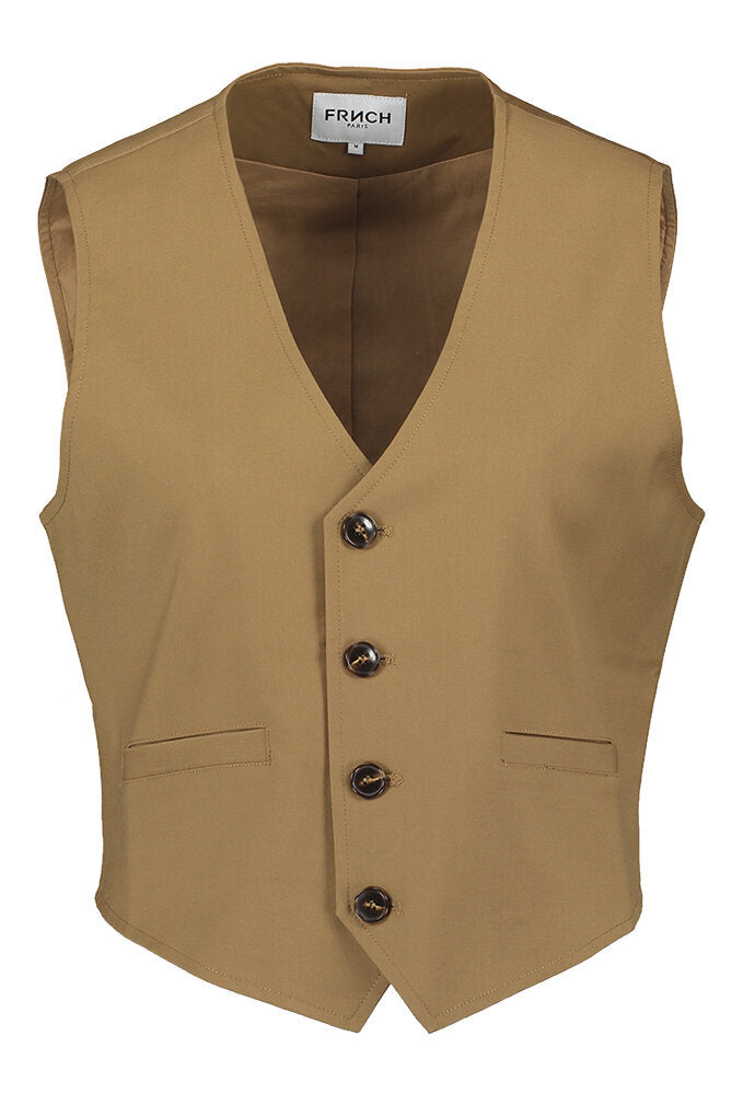 Camelkleurige gilet met knopen Alix FRNCH