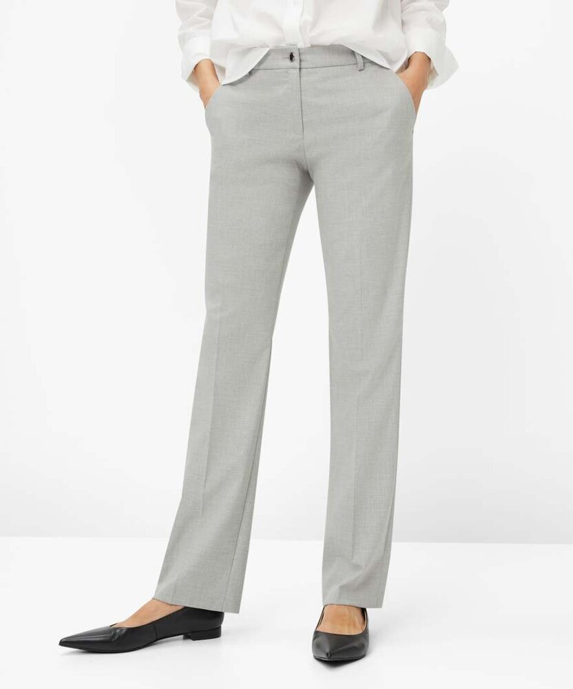 Licht grijze geklede broek met bandplooien Brax