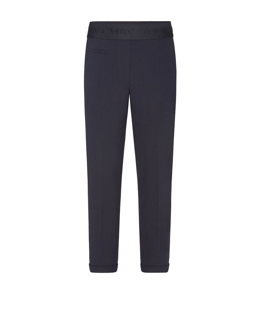 Blauwe lange broek met elastiek in de taille Kim Cambio