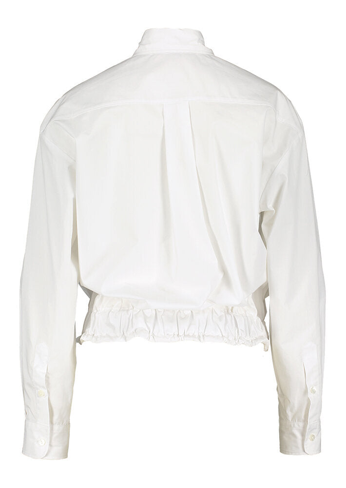 Witte katoenen hemdblouse met gestropt detail La Camicia