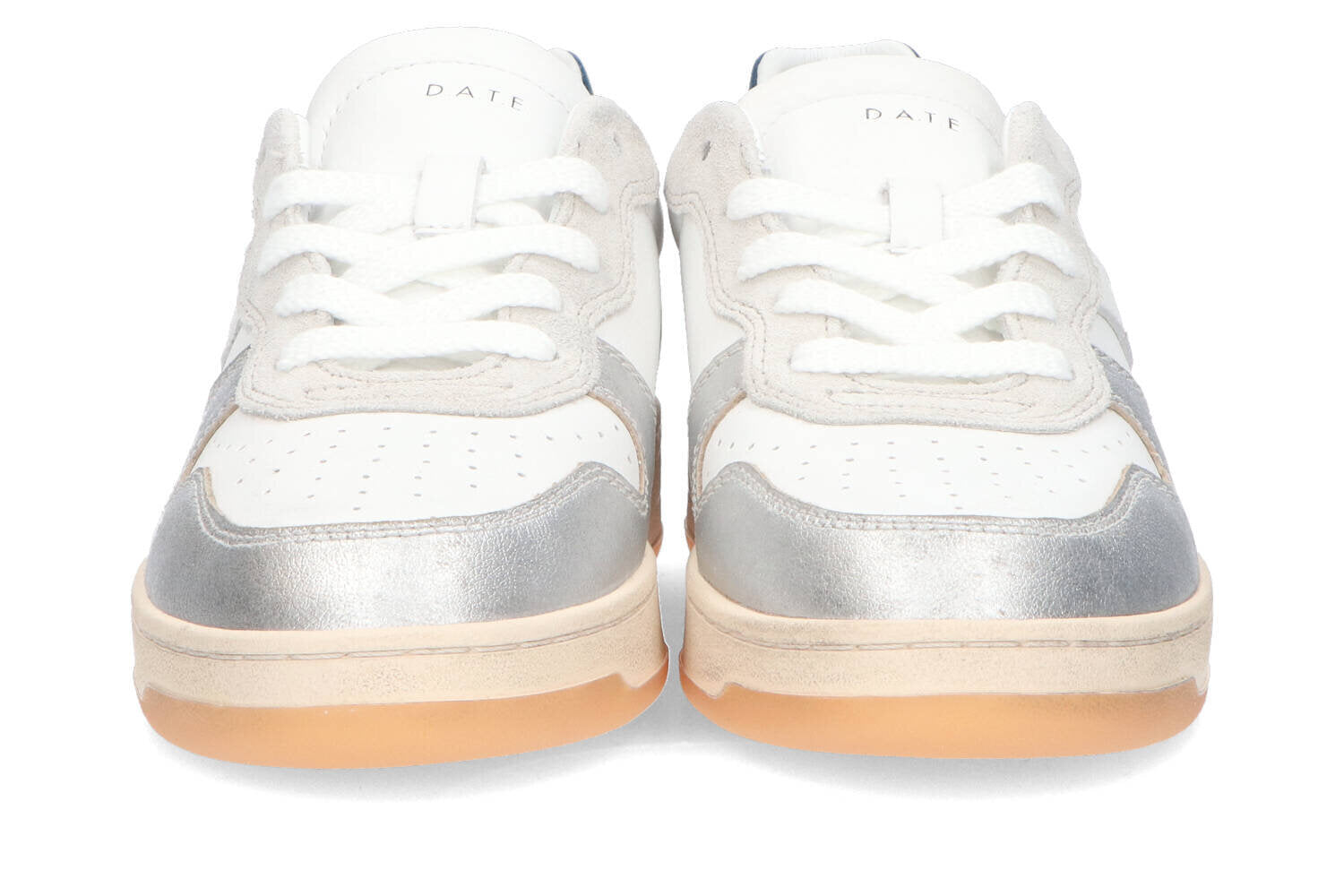 Baskets basses blanches argentées DATE