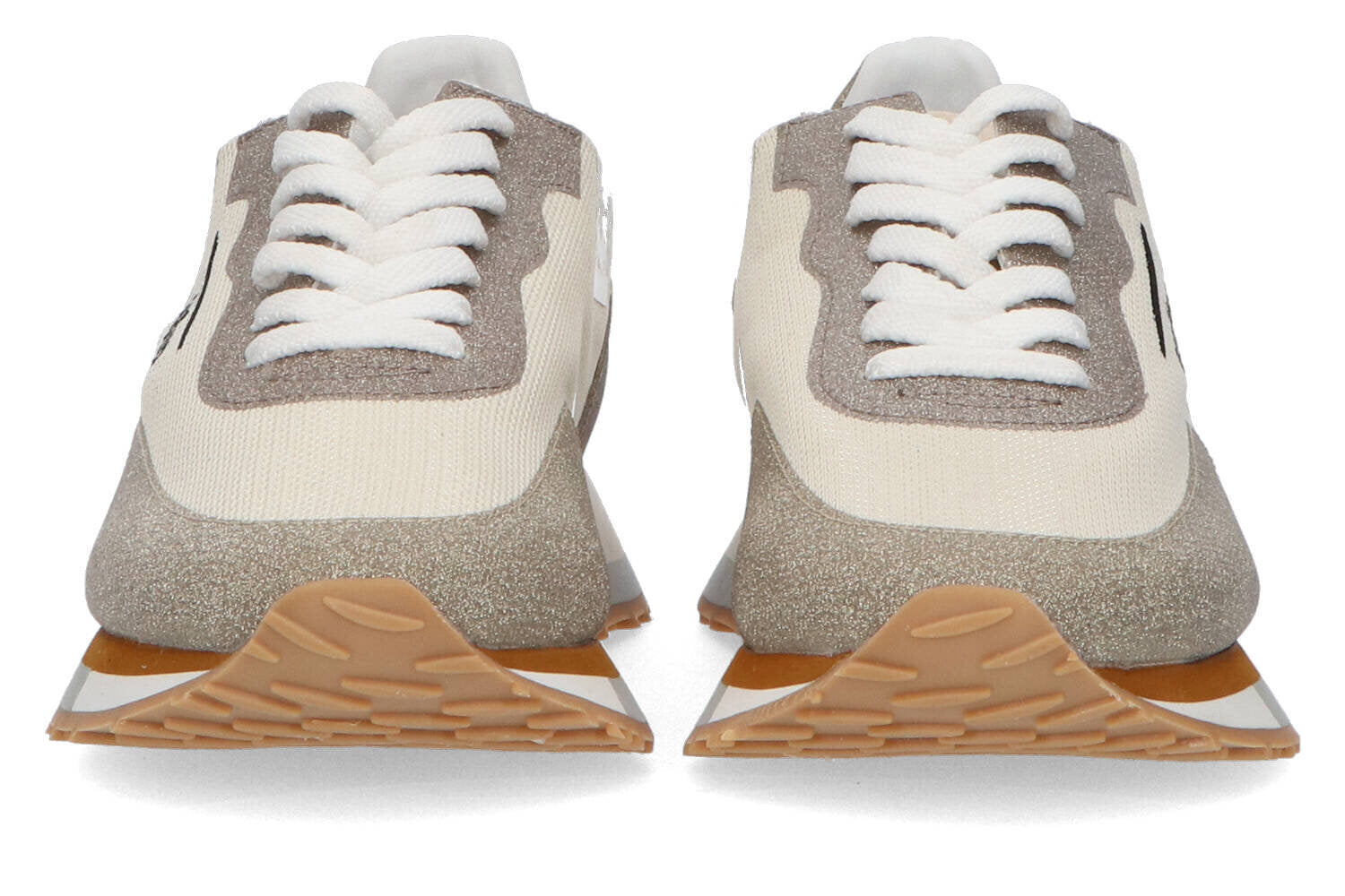 Baskets basses beiges avec détails brillants dorés Ghoud
