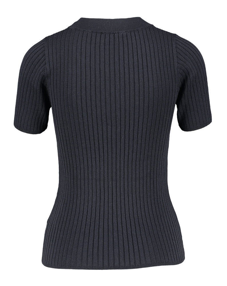 T-shirt bleu foncé à col rond Doofi Herskind