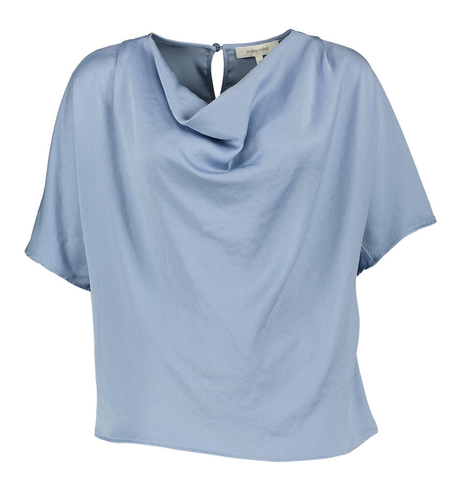 Chemisier bleu clair brillant à col cascade Marie Mero