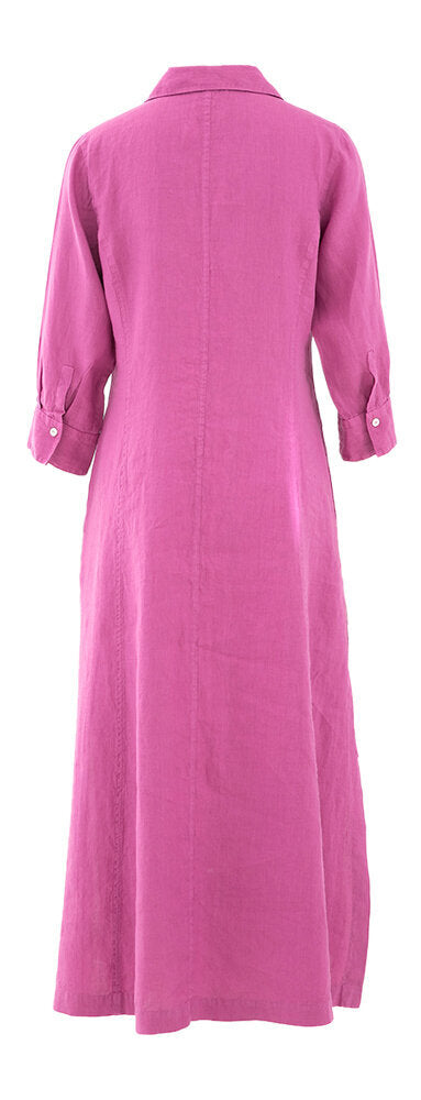 Robe-chemise longue en lin violet Rosso35
