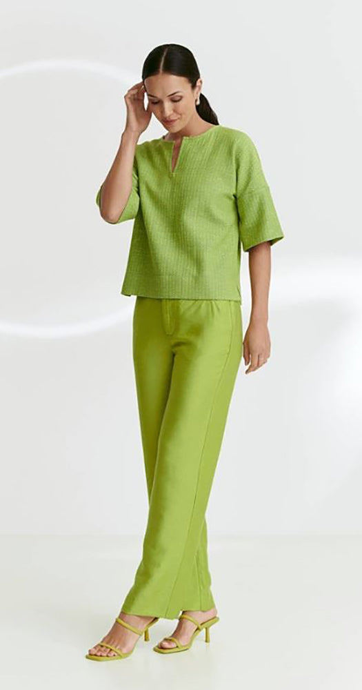 Pantalon en lin vert wasabi Torno Furore