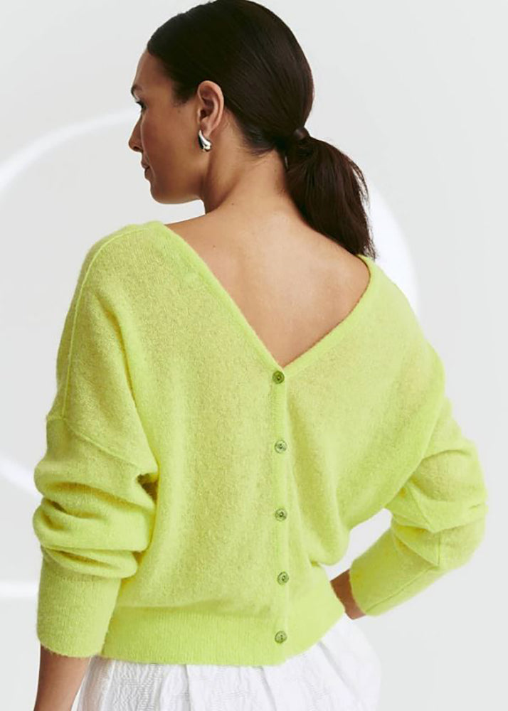 Pull vert citron à dos nu Parmo Furore