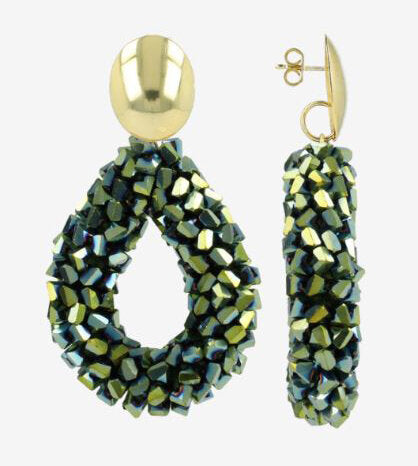 Boucles d'oreilles pendantes vert métallisé Lott Gioeilli