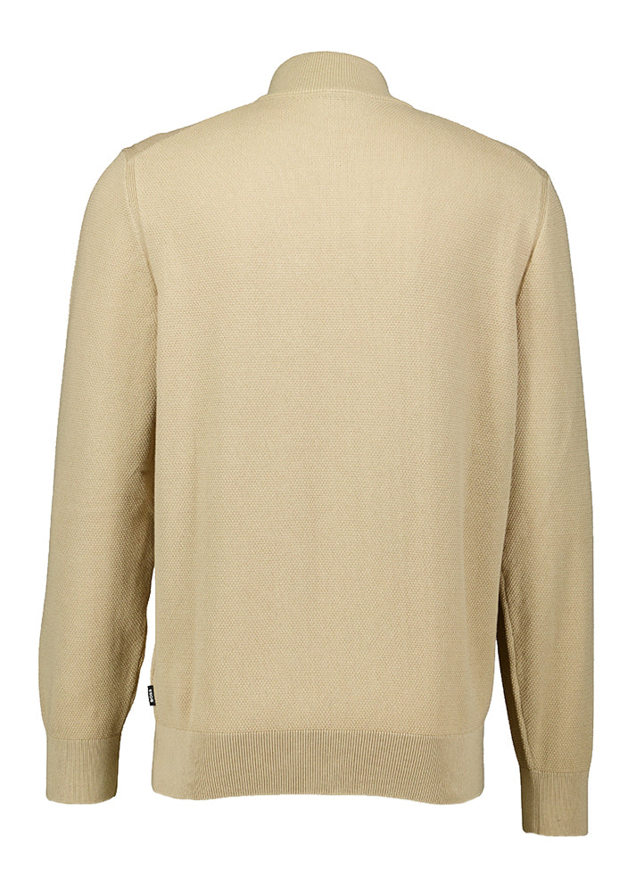 Beige katoenen trui met korte rits Hugo Boss