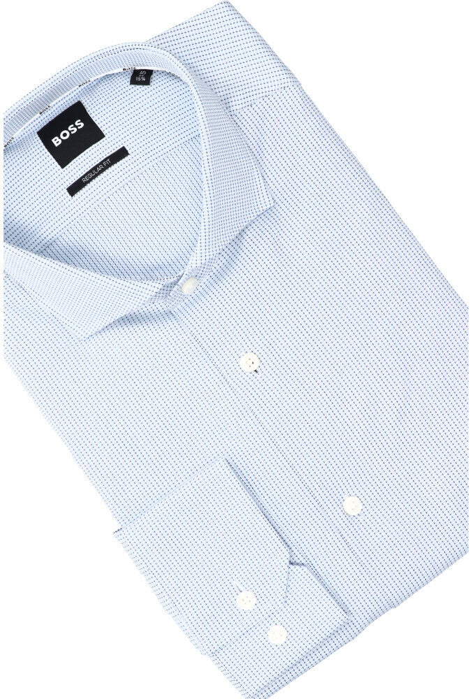 Chemise blanche en coton (coupe classique) à manches longues, imprimée Joe Hugo Boss