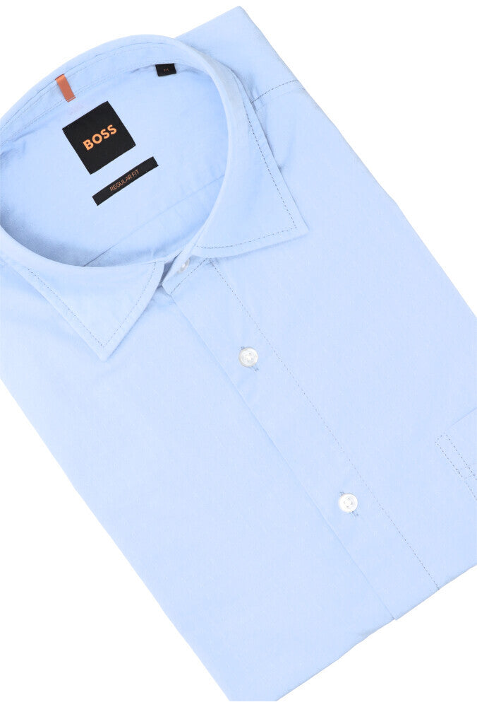 Lichtblauw katoenen hemd (regular fit) met lange mouwen Remiton Hugo Boss