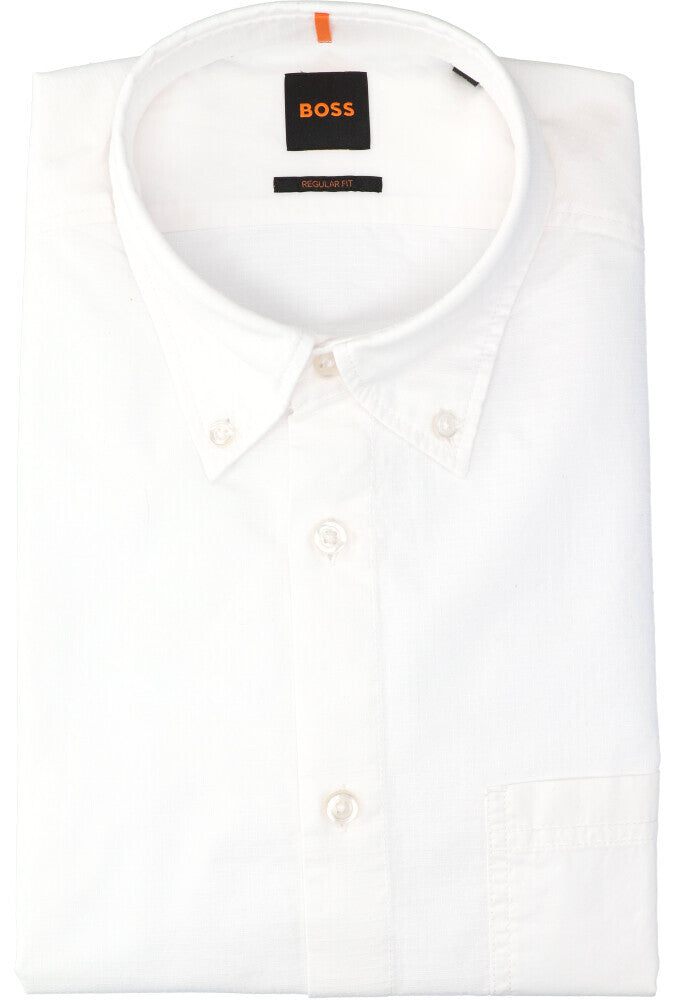 Wit katoenen hemd (regular fit) met details en lange mouwen Hugo Boss