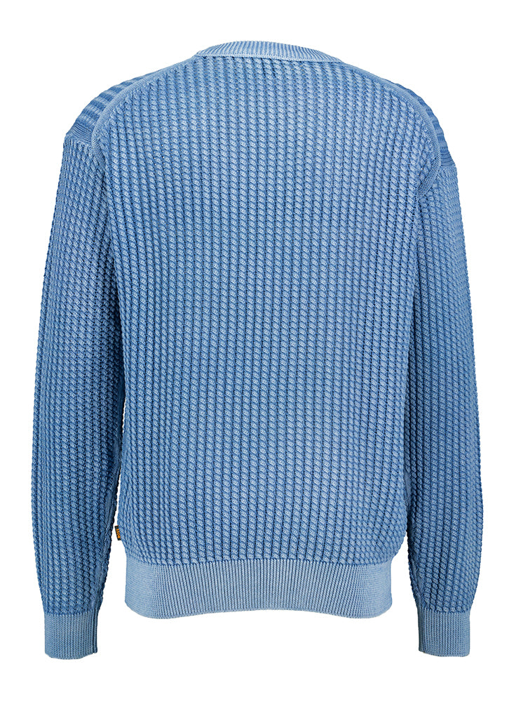 Pull en maille de coton bleu Hugo Boss