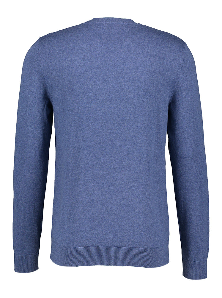 Pull en coton bleu à col rond Sélectionné