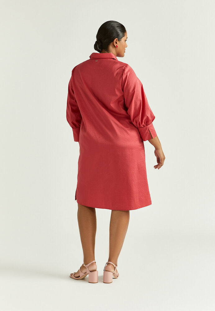 Robe-chemise rouge en coton froissé Keloise Xandres