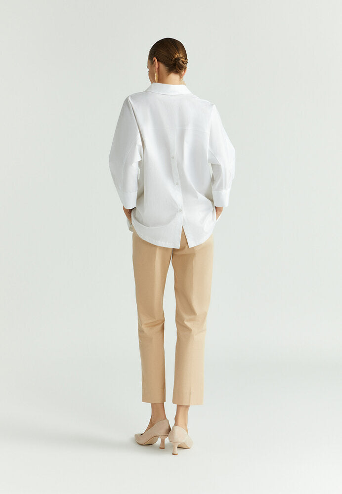 Chemisier oversize en coton blanc Hatida Xandres